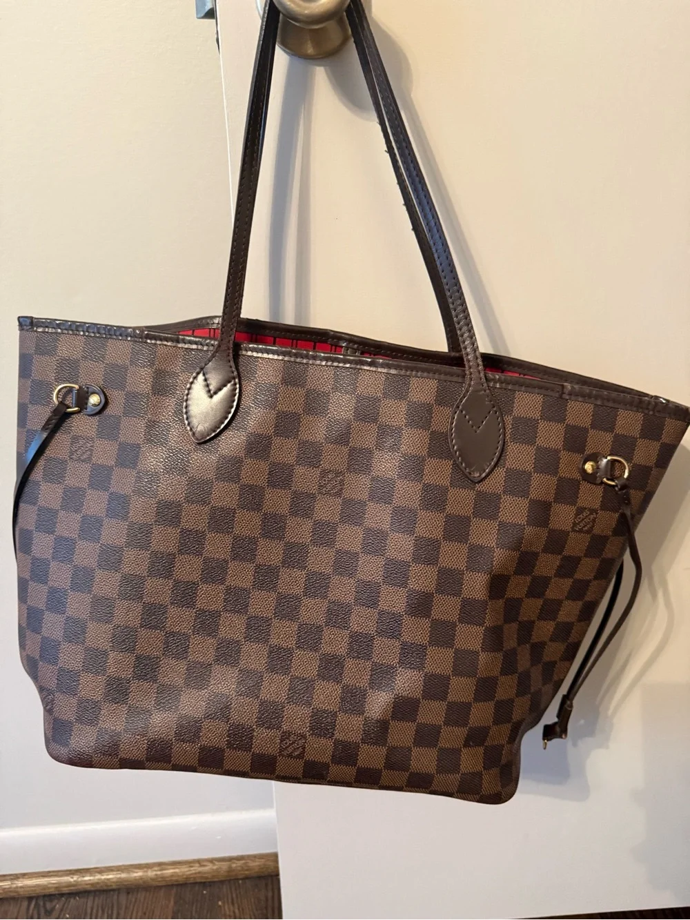 AUTHENTIC Louis Vuitton Brown Damier Ebene Canvas MM Neverfull Tote - Picture 2 of 9